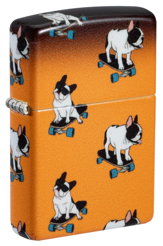 Design met skateboardende buldoggen