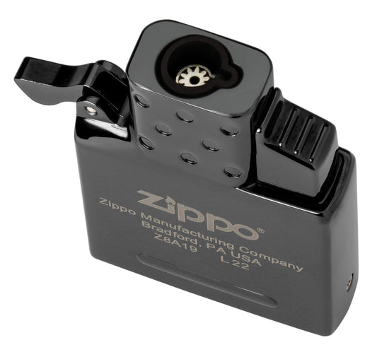 Enkele inzetaansteker op butaangas met fakkeleffect - zwart