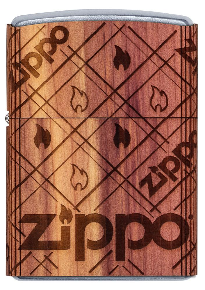 Vooraanzicht Zippo-aansteker chroom Woodchuck Zippo Flame 360°