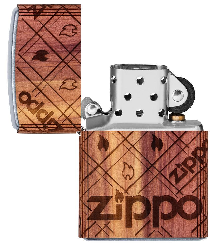 Zippo-aansteker chroom Woodchuck Zippo-vlam 360° open