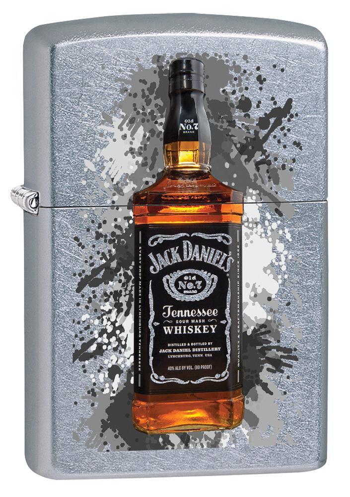 Vooraanzicht Zippo-aansteker chroom Jack Daniel's-fles in het midden