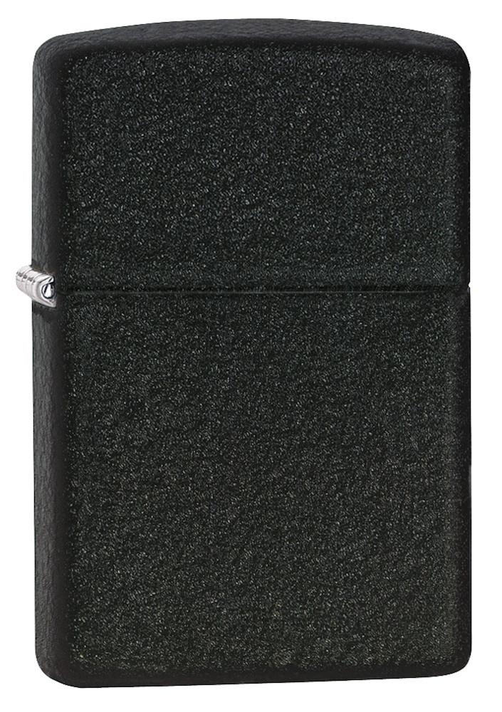 Vooraanzicht Zippo Aansteker 3/4 hoek Black Crackle basismodel