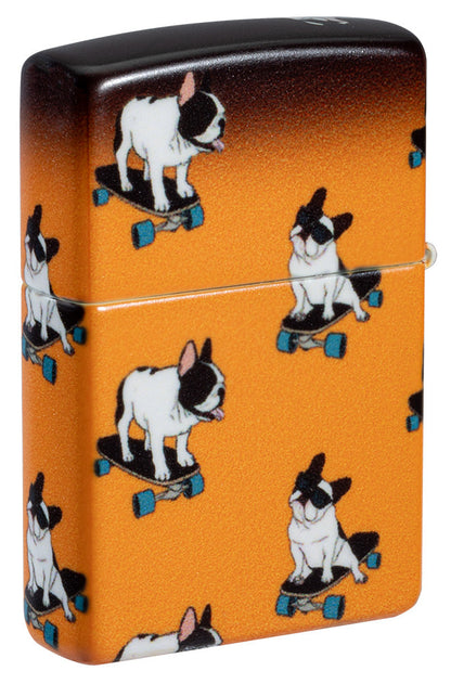 Design met skateboardende buldoggen