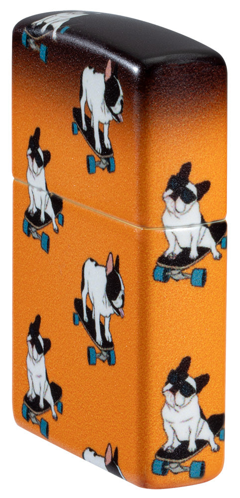 Design met skateboardende buldoggen