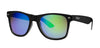 Vooraanzicht 3/4 hoek Zippo Zonnebril Vierkant Zwart Met Groene Lenzen