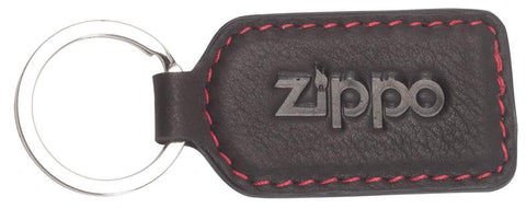 Vooraanzicht Kleine leren sleutelhanger Zippo-logo
