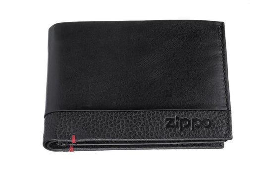 Vooraanzicht Zippo leren portemonnee gesloten met Zippo-logo