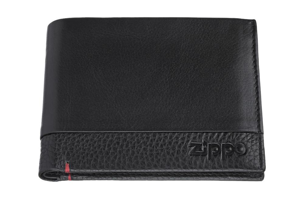 Vooraanzicht Zippo-portemonnee van leer gesloten met Zippo-logo