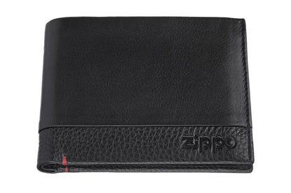 Vooraanzicht Zippo-portemonnee van leer gesloten met Zippo-logo