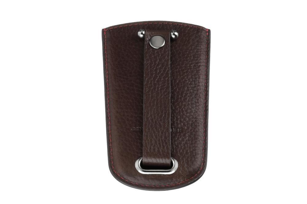 Achterkant Zippo sleutelhanger leer bruin 