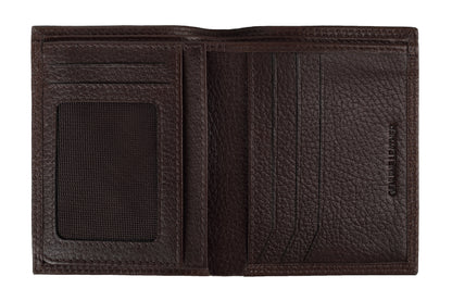Zippo portemonnee leer bruin gesloten met Zippo-logo dubbel opengevouwen