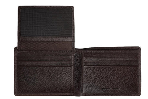 Vooraanzicht Zippo-portemonnee met bruin leer met flap open 