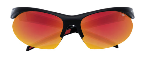 Vooraanzicht Zippo Zonnebril Sportbril In Zwart Met Halve Rand, Oranje Lenzen