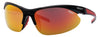 Vooraanzicht 3/4 hoek Zippo Zonnebril Sportbril In Zwart Met Halve Rand, Oranje Lenzen