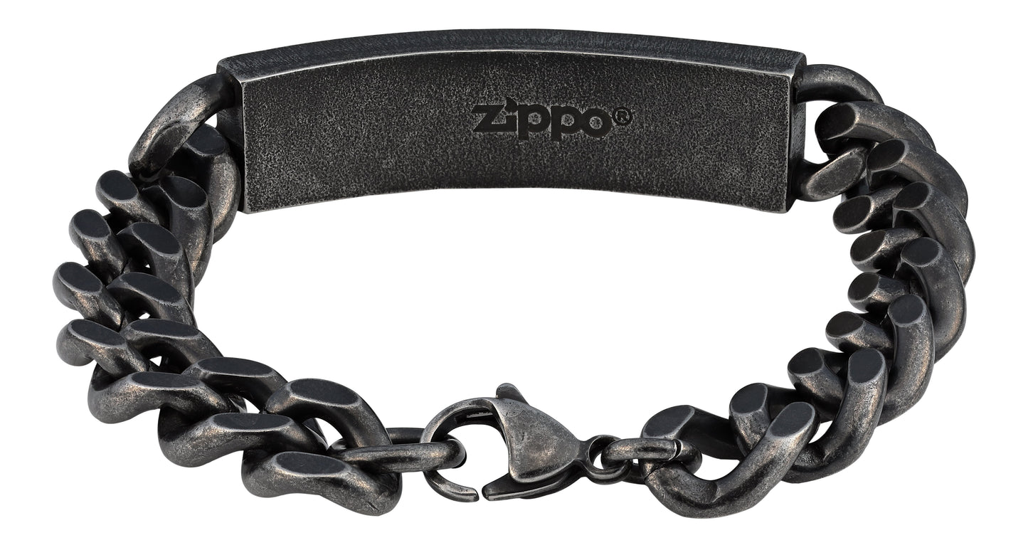 Armand roestvrij staal met grove schakels en brug in het midden met Zippo-logo aan de binnenkant