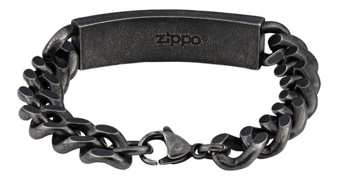Armand roestvrij staal met grove schakels en brug in het midden met Zippo-logo aan de binnenkant