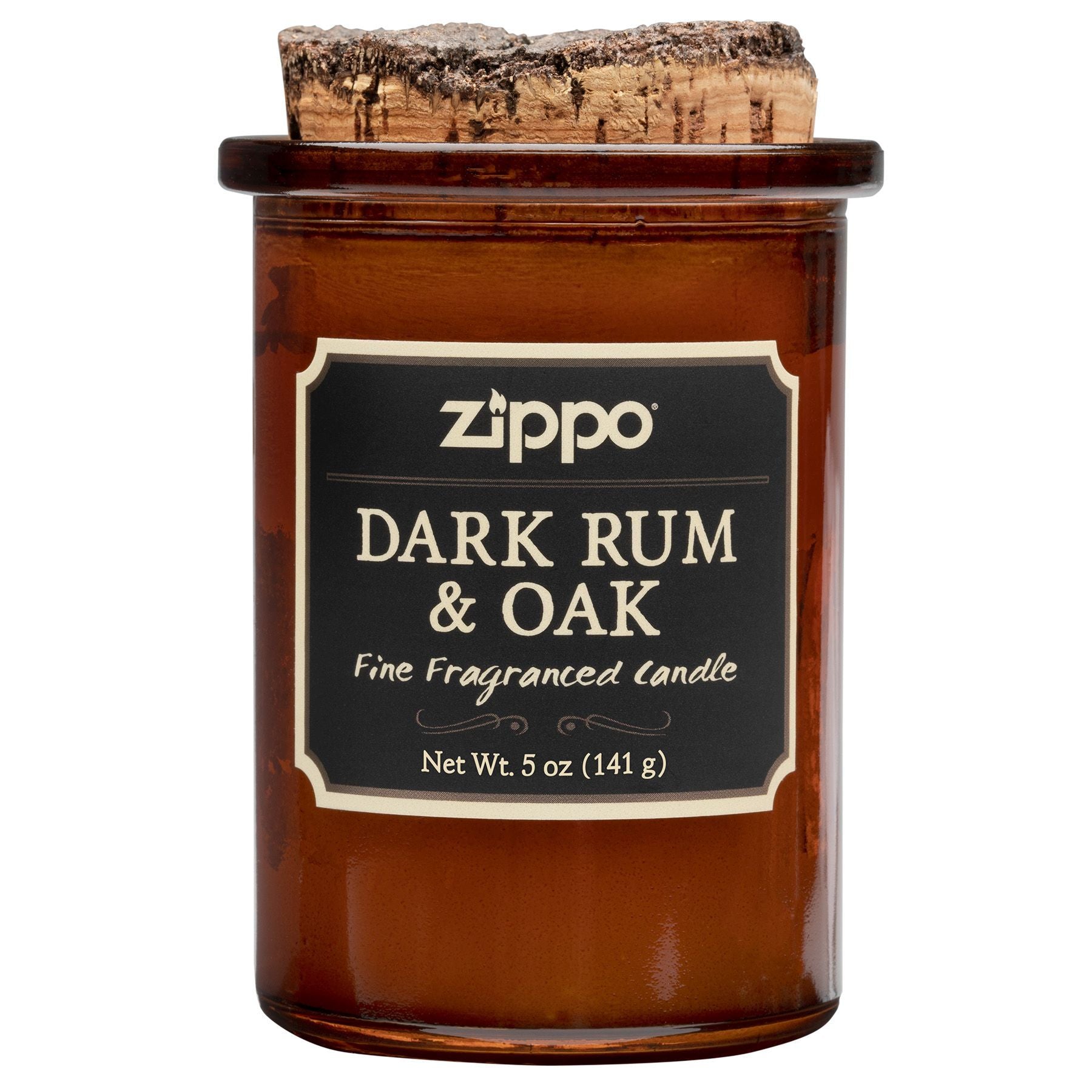 Vooraanzicht Zippo-kaars Dark Rum & Oak bruin met kurken deksel