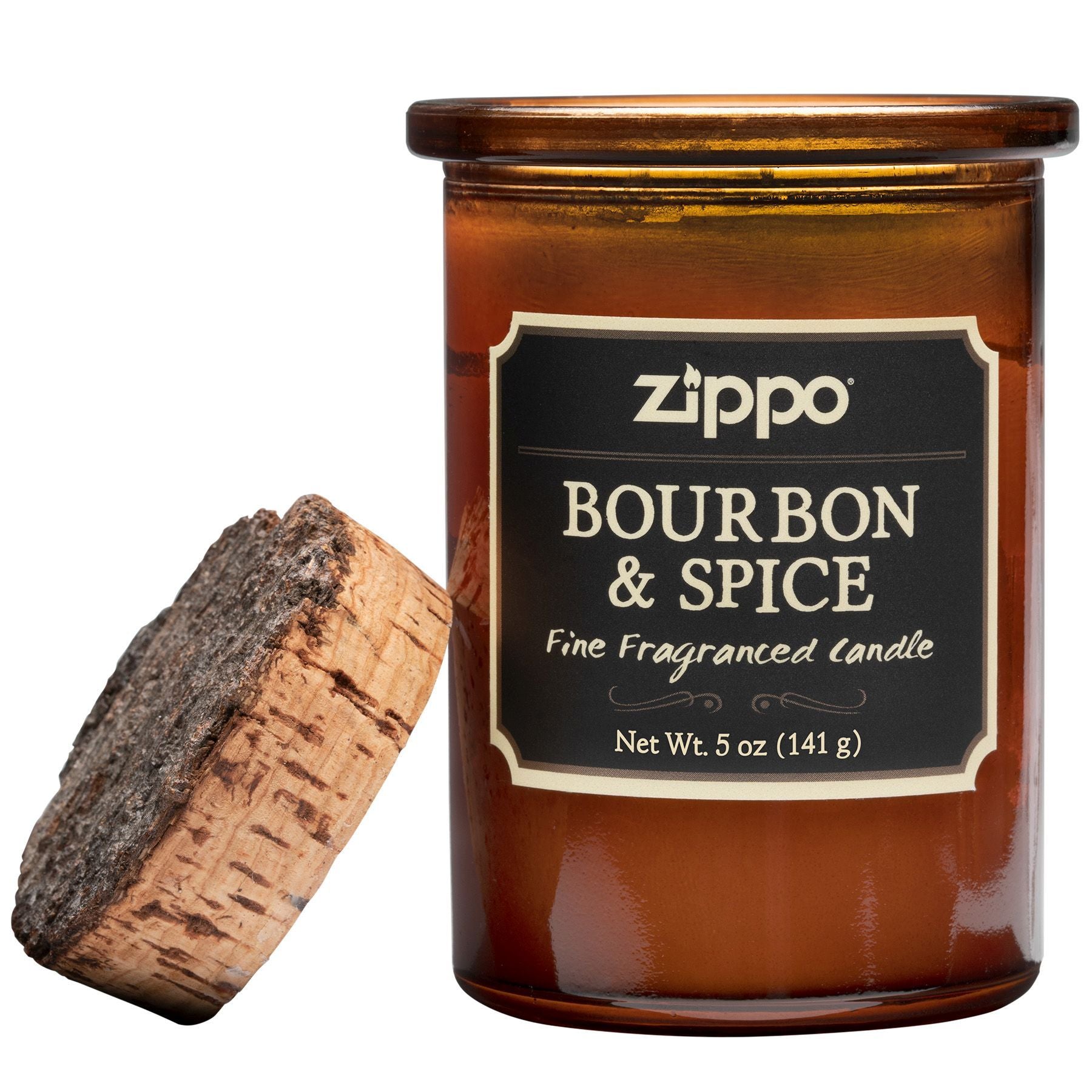 Zippo-kaars Dark Bourbon & Spice bruin met kurken deksel open