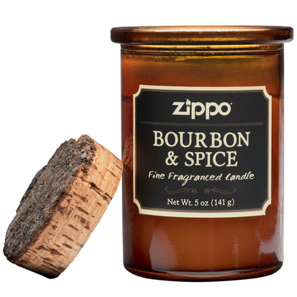 Zippo-kaars Dark Bourbon & Spice bruin met kurken deksel open