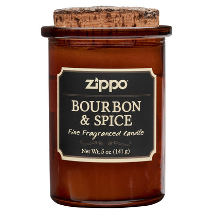 Vooraanzicht Zippo-kaars Dark Bourbon & Spice bruin met kurken deksel