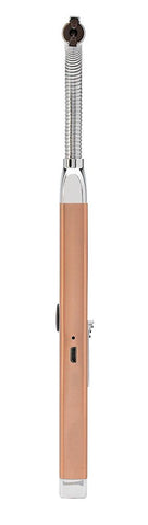 Zijaanzicht Zippo staafaansteker met flexibele hals in roségoud met USB-aansluiting