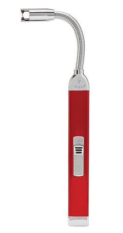 Vooraanzicht Zippo staafaansteker met flexibele hals in rood