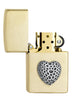 Zippo-aansteker geborstelde messing hart embleem open