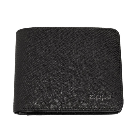 Zippo-portemonnee van saffianorundleer met Zippo-logo vooraanzicht