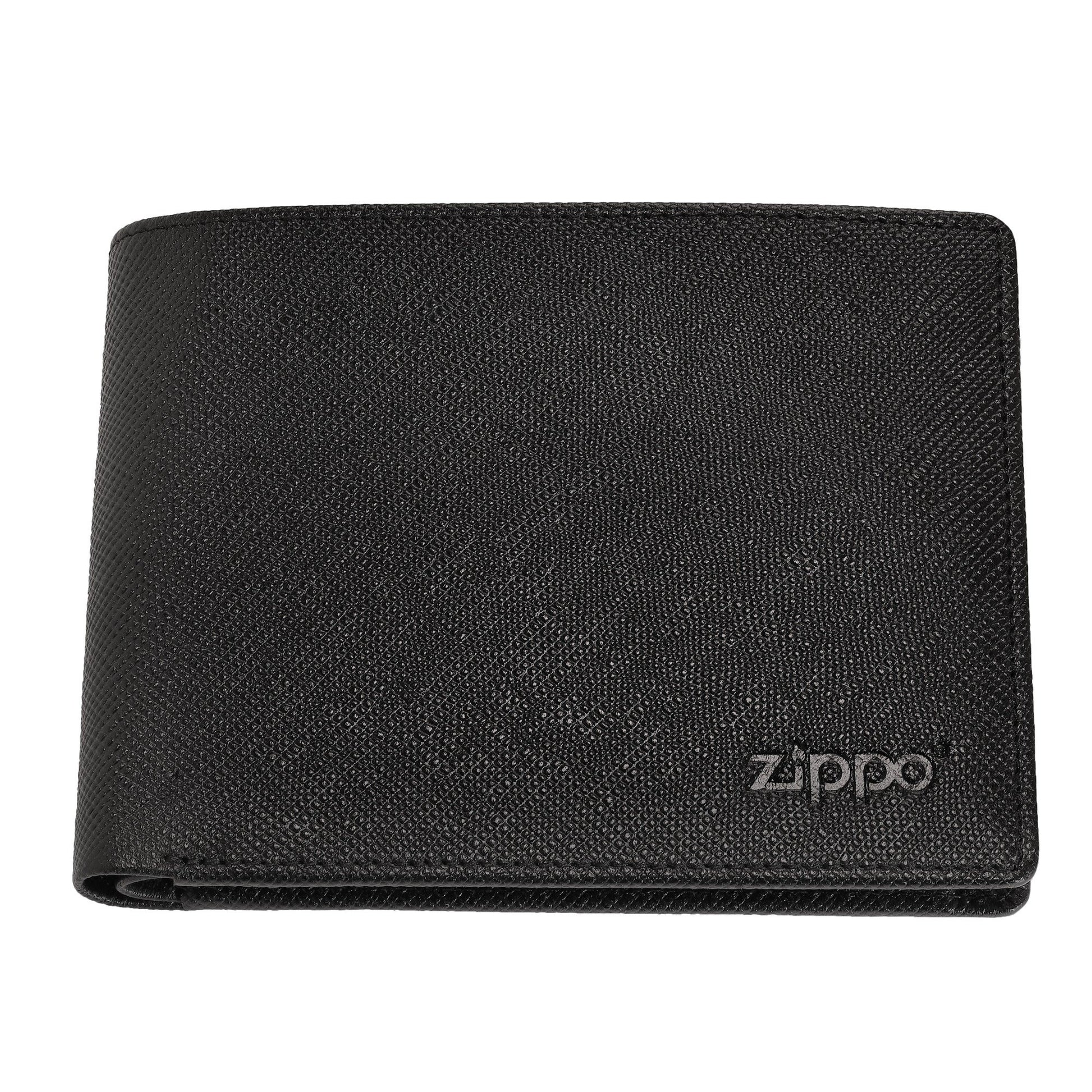Zippo-portemonnee van saffianoleer met Zippo-logo vooraanzicht 