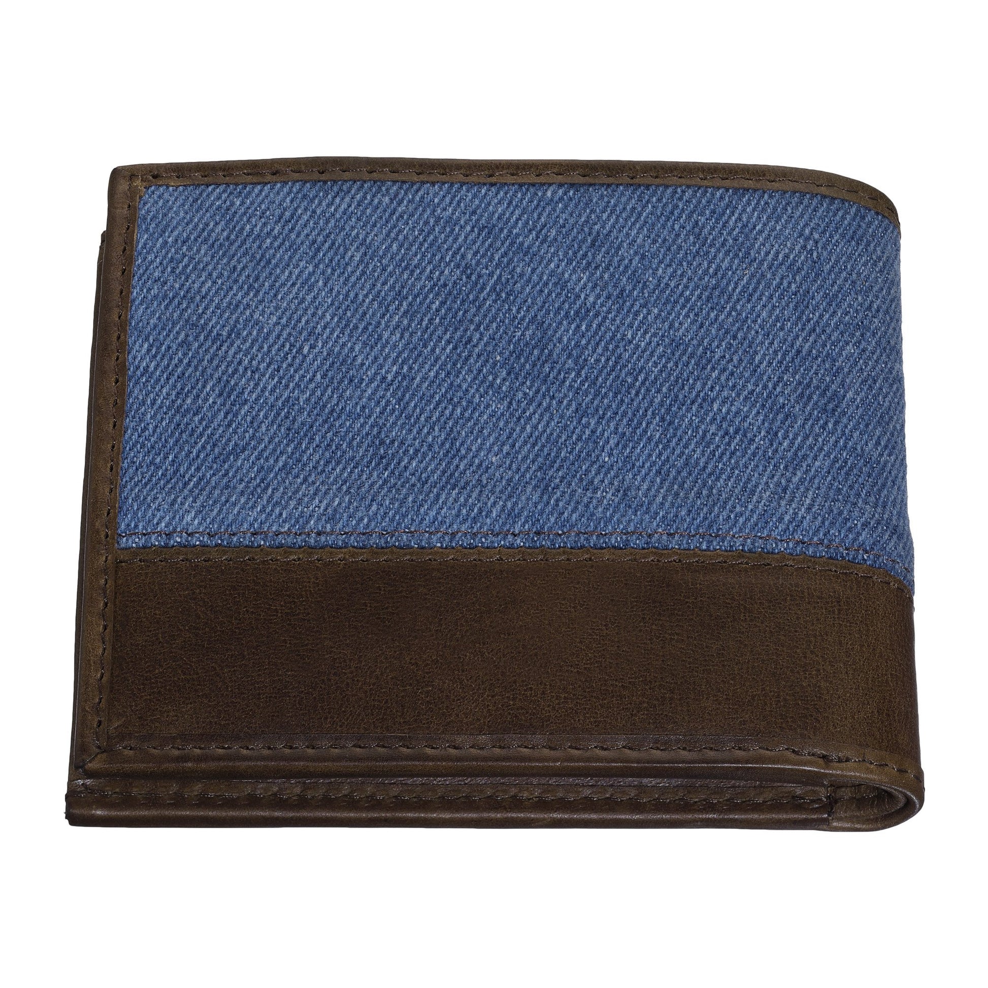 Zippo Portemonnee Donkerbruin Leer en Denim Achterkant