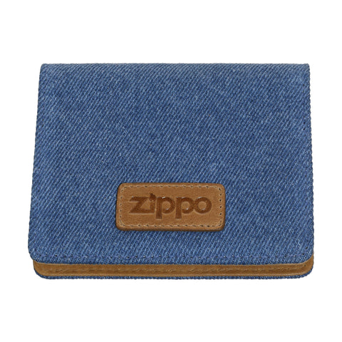 Vooraanzicht Zippo Jeans en Leren Krediet Kaart Portemonnee met Zippo Logo