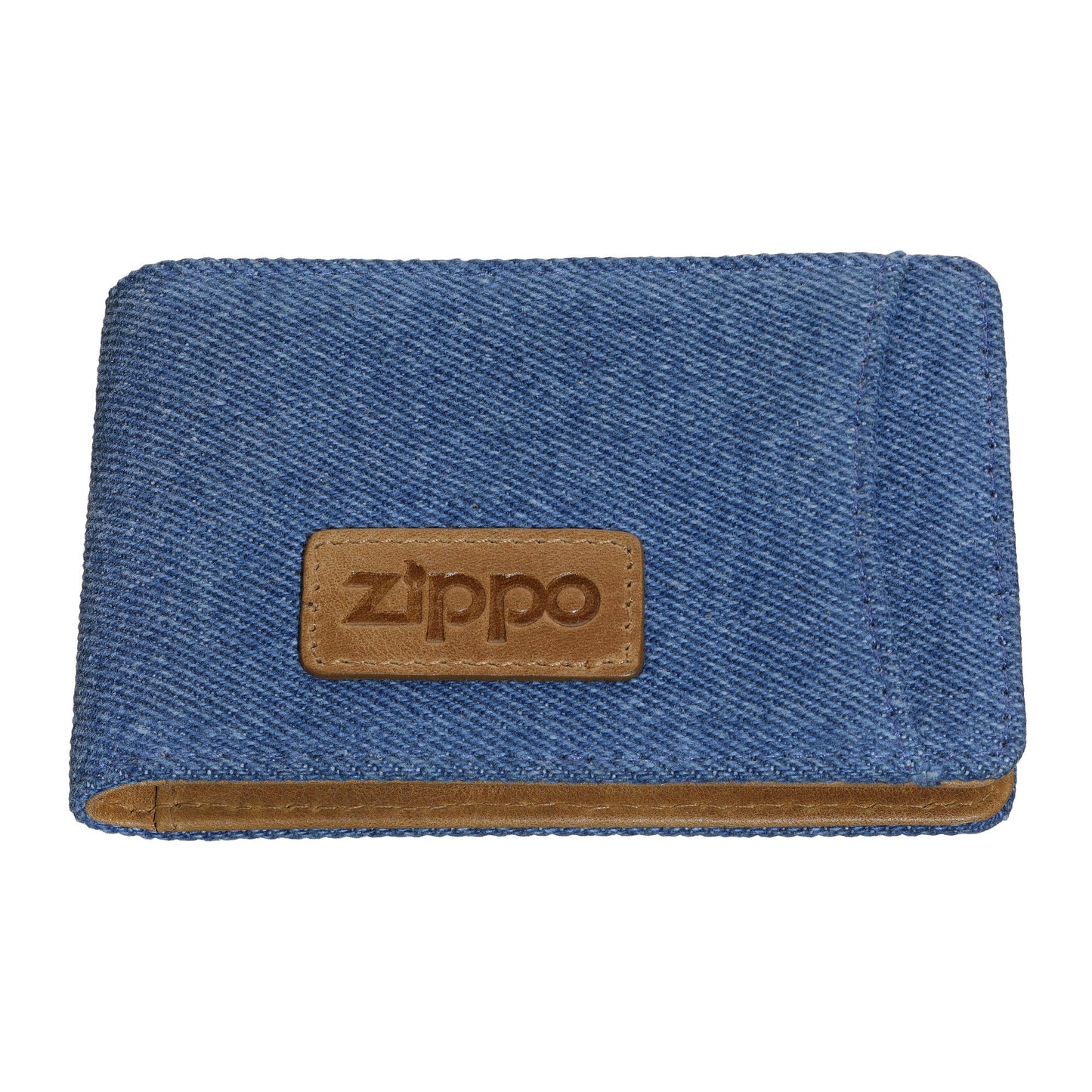 Vooraanzicht Zippo Denim Bi-Fold Credit Card Portemonnee met Logo