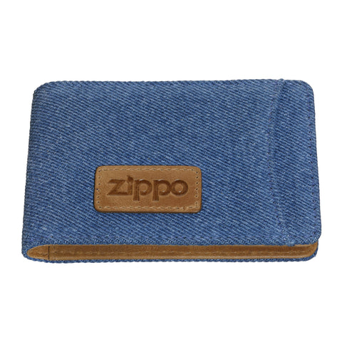 Vooraanzicht Zippo Denim Bi-Fold Credit Card Portemonnee met Logo