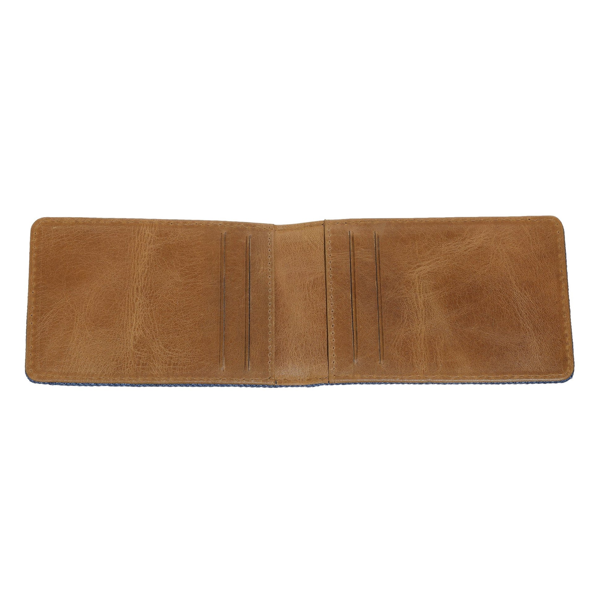 Zippo Denim Bi-Fold Credit Card Portemonnee Geopend in Denim en Leer