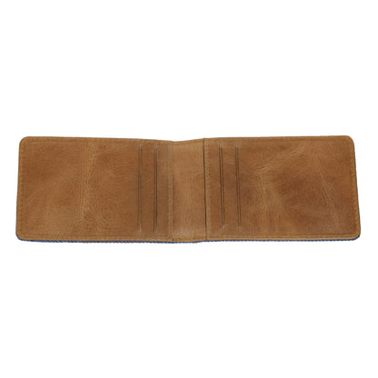 Zippo Denim Bi-Fold Credit Card Portemonnee Geopend in Denim en Leer
