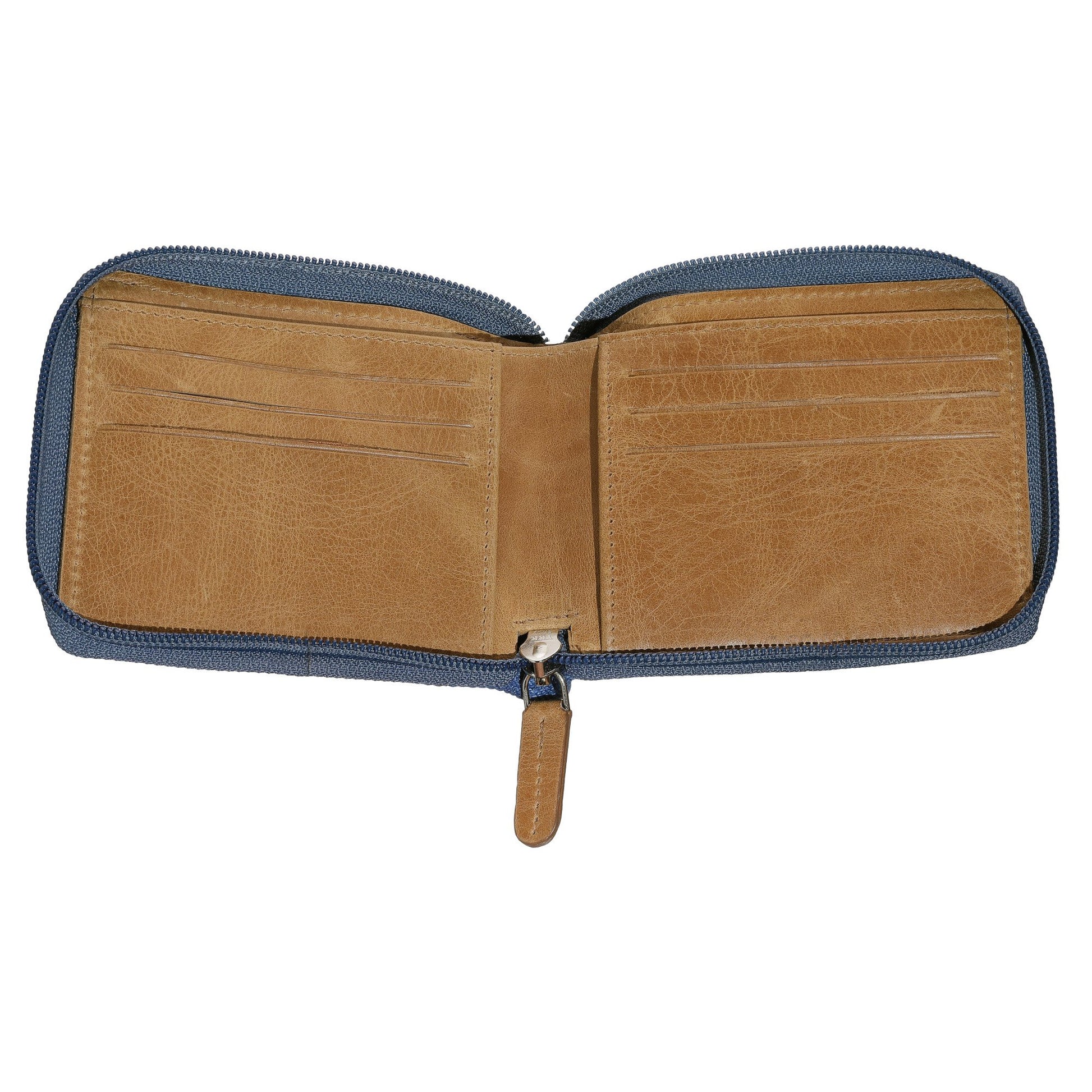 Binnen Zippo Denim Zipper Bi-Fold Portemonnee Geopend