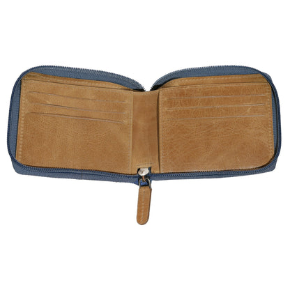 Binnen Zippo Denim Zipper Bi-Fold Portemonnee Geopend