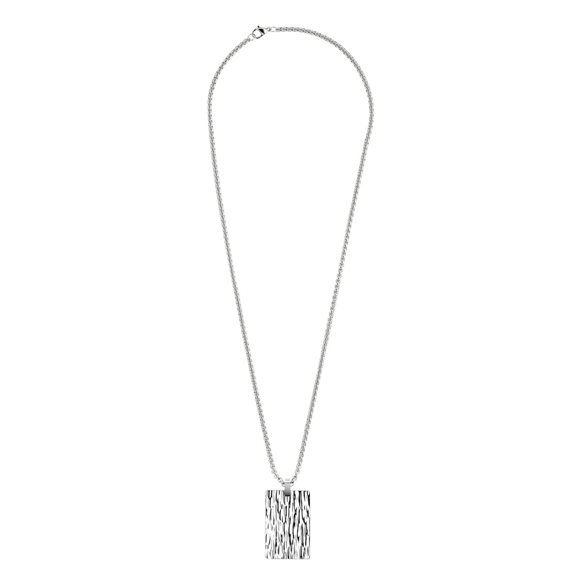 Vooraanzicht Zippo Ketting met Vierkante Hanger in Dogtag Stijl in Roestvrij Staal