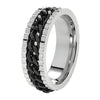 Silver and Black High Polish Stainless Steel Chain Ring