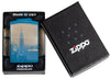 Zippo Aansteker 360 graden gepolijst blauw met New York Skyline Empire State Building Alleen online in geopende premium verpakking