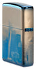 Zijaanzicht Achterkant 3/4 Hoek Zippo Aansteker 360 Graden Gepolijst Blauw met New York Skyline Empire State Building Alleen online