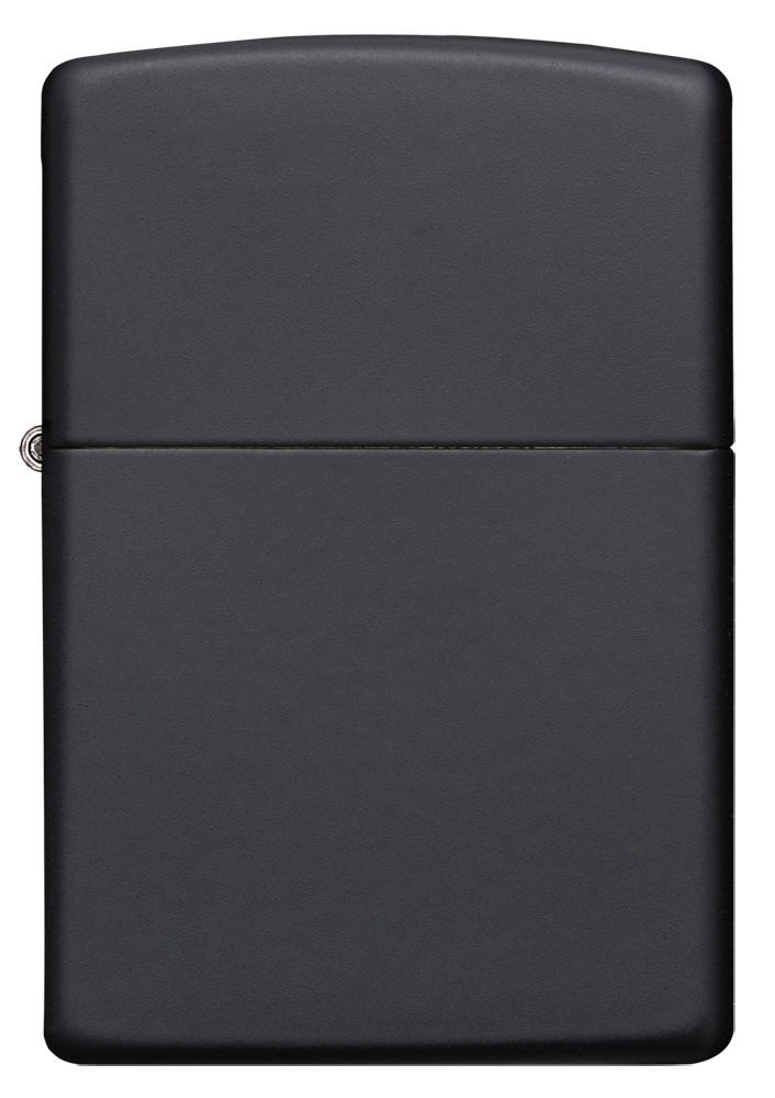 Vooraanzicht Zippo aansteker Media Chrome Black Matte