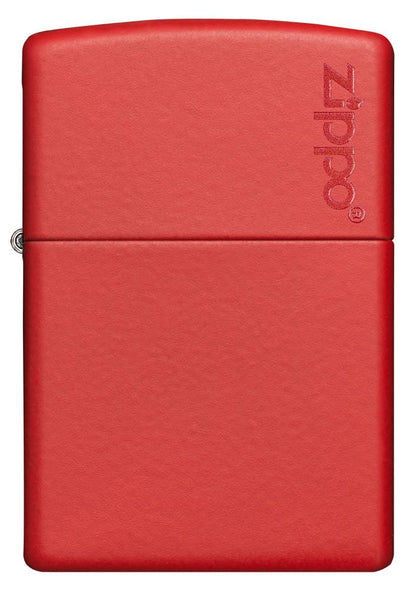 Vooraanzicht Zippo aansteker Red Matte met Zippo-logo