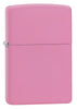 Vooraanzicht 3/4 hoek Zippo aansteker Pink Matte basismodel 