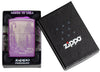 Zippo Aansteker Paars 360 graden New York City met wolkenkrabbers en Amerikaanse Yellow Cabs in premium geopende geschenkverpakking