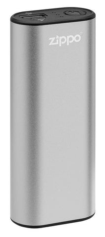 Zippo zilver HeatBank® 6s oplaadbare handwarmer vooraanzicht met USB-oplaadfunctie