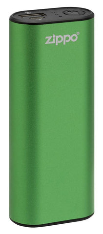 Zippo Groene HeatBank® 6s Oplaadbare Hand Warmer vooraanzicht met USB Oplaadfunctie