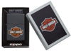 Zippo Aansteker Harley-Davidson® zwart mat met Texture Print Logo Online Only in geopende Harley-Davidson® Gift Box