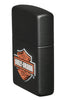 Zijaanzicht Voor 3/4 Hoek Zippo Aansteker Harley-Davidson® Zwart Mat met Textuur Print Logo Alleen online