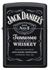 Vooraanzicht Zippo-aansteker zwart mat met Jack Daniel's-logo 